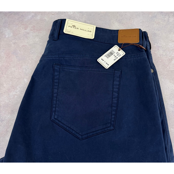 NEW Peter Millar Golf Pants Mens 40x33 Blue Chino Stretch Cotton Performance - Picture 3 of 9